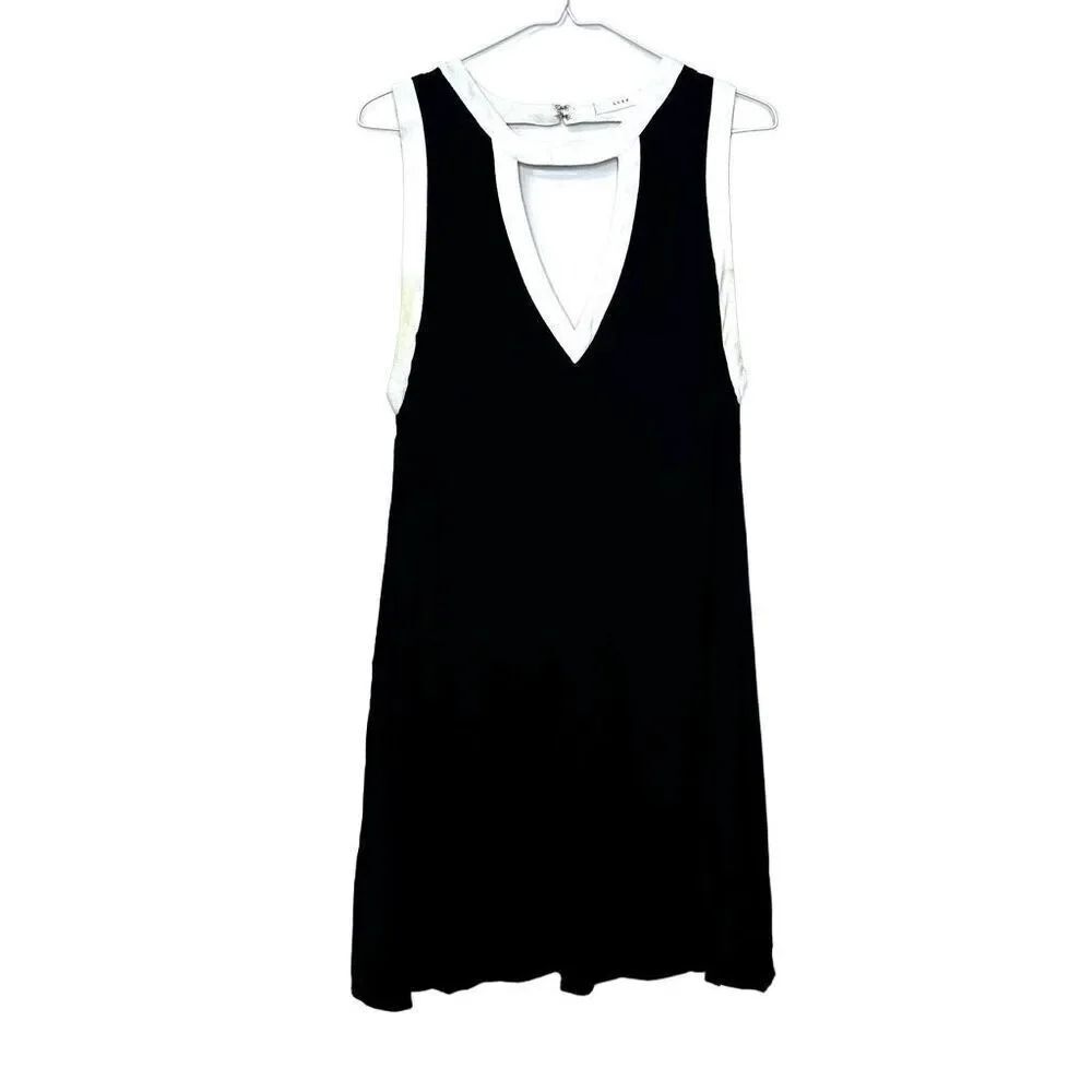 Lush Front And Back Cutout Sleeveless Tunic Dress Black And White Large